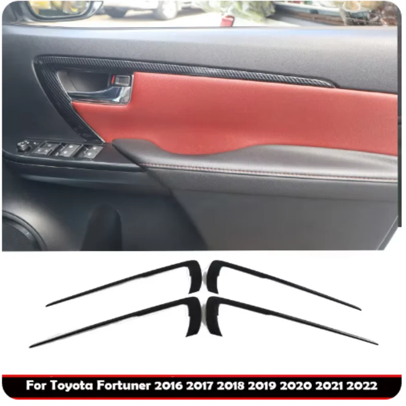 For Toyota Fortuner 2016-2022 ABS carbonfiber Inner Door Handle Handrail Panel Cover armrest Strip Decoration Panel Strip cover