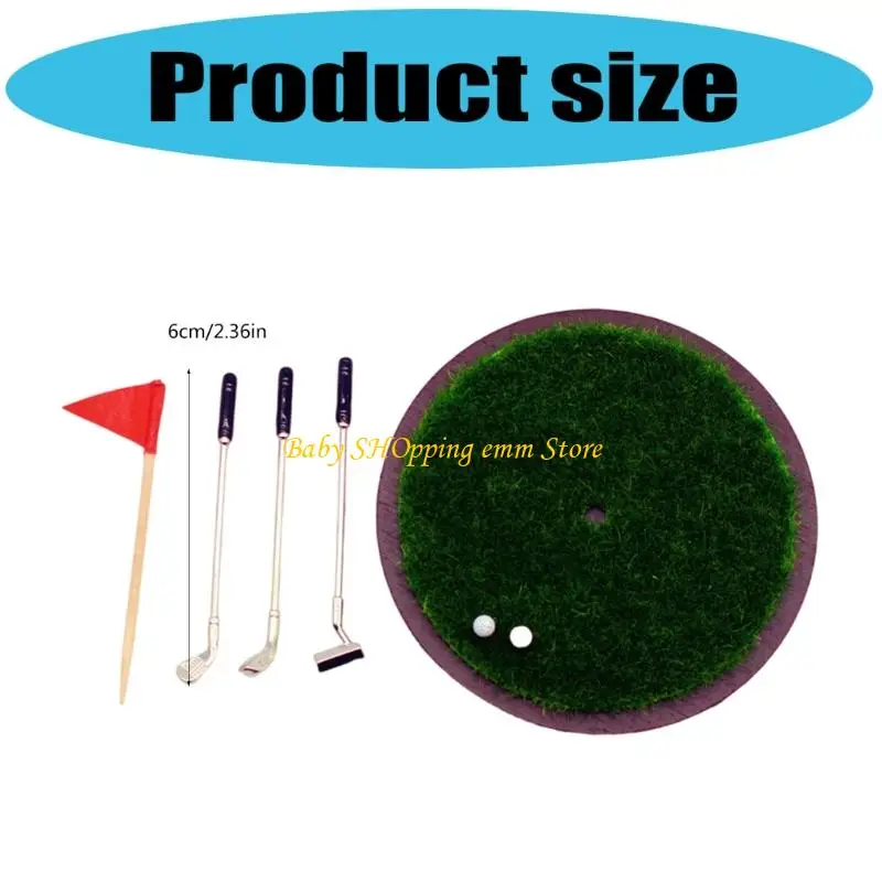 23GD ミニチュアゴルフパッティンググリーングラスモデル置物セット木材金属ドールハウスシーンディスプレイアクセサリー装飾フィギュア