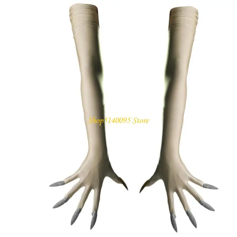 

Dxae Punk Long Nails Paws Gloves Elastic Estrecty Arm Gloves Complay Evplay Armwear