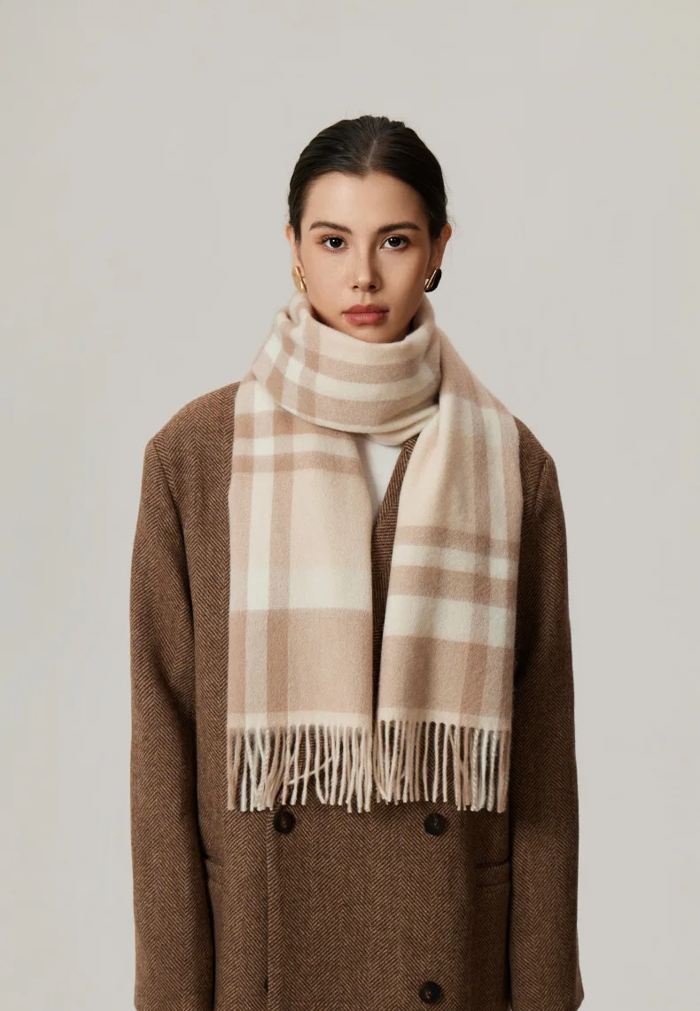 وشاح منقوش من الصوف بنسبة 100% على الطراز الكوري شال شتوي دافئ للجنسين، غلاف مريح للنساء والرجال #3