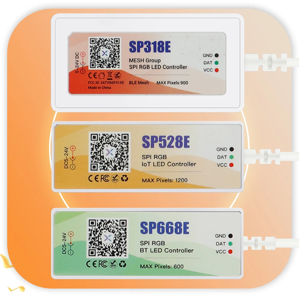 

SP318E SP528E SP668E Музыкальный светодиодный контроллер WIFI/Bluetooth/APP для WS2811 WS2812B RGB светодиодные ленты DC5V 12V 24V