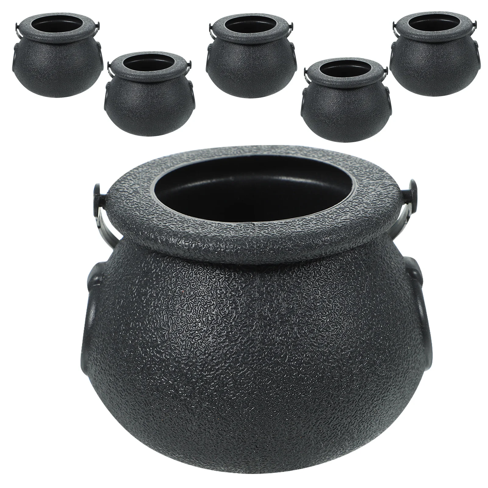 

6pcs Halloween Candy Bucket Witch Style Portable Plastic Treat Baskets Party Decor Gift Container For Cookies Candies