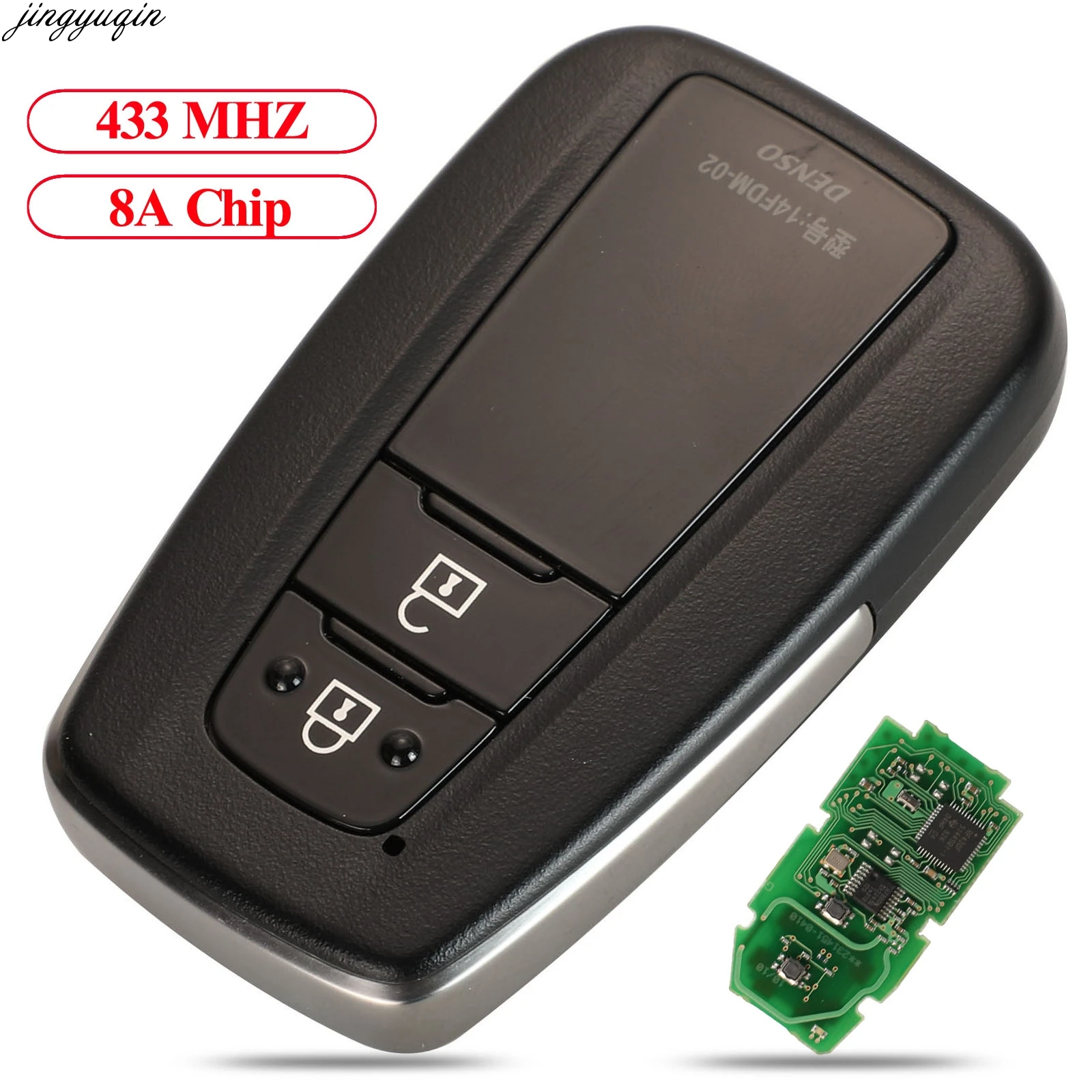 Jingyuqin Remote Car Key ASK 433MHz 8A Chip For Toyota CHR C-HR IzoA 2018-2020 No. 0410 Board Keyless-Go 2 Buttons Smart Fob