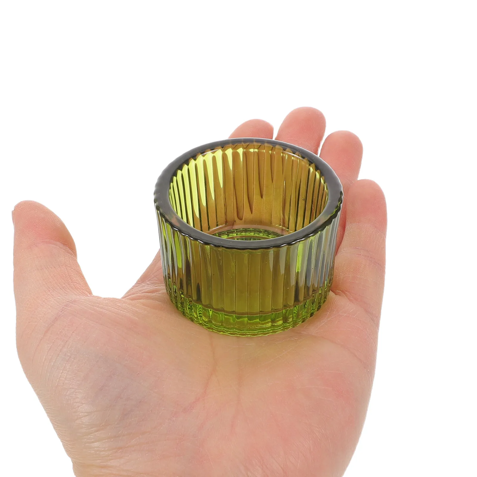 

Набор из 4-х зеленых ребристых подсвечников из толстого стекла для чайных свечей, устойчивые держатели для конических свечей, центральное украшение для обеденного стола