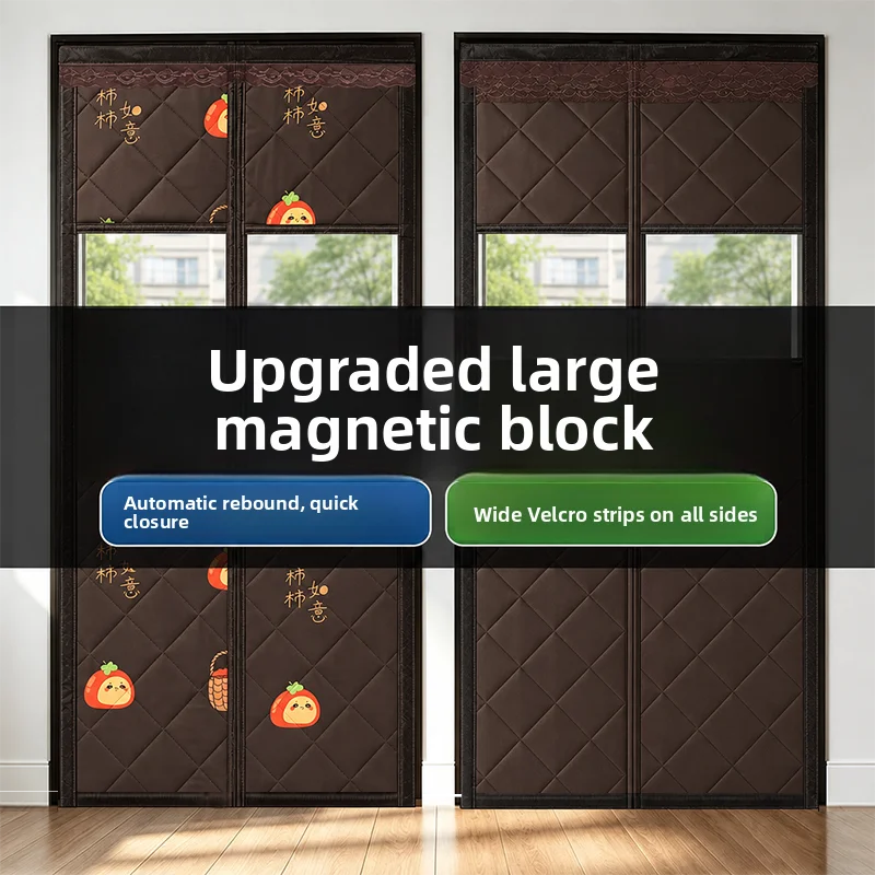 Thickened Cotton Door Curtain Home Use Magic Tape Waterproof Quilted Windproof Wide Magnetic Blocks Winter Warm Door Curtain
