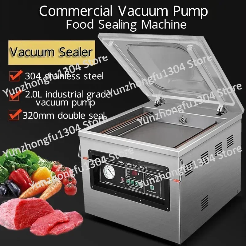 Commercial Food Vacuum Sealer 2.0L Industrial Pump Full-automation Meat Food Vacuum Packing Sealing Machine 110V/220V