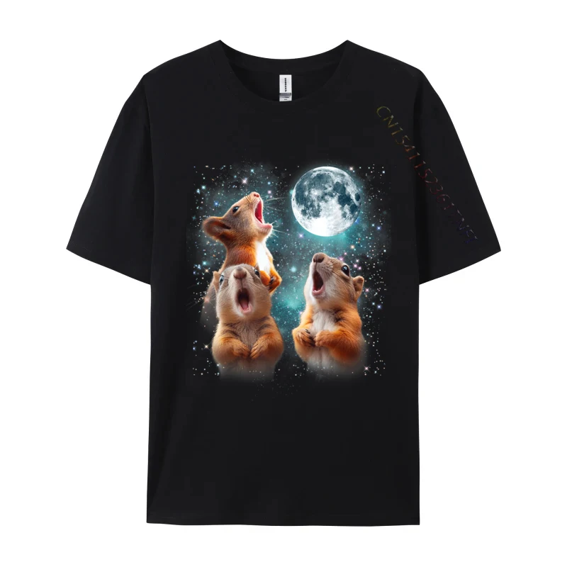 T-shirts 3 Squirrel Moon Howling Squirrel Head Funny For Men Luxury Designer T-Shirts Cotton Man T-Shirt Birthday Tops Shirt