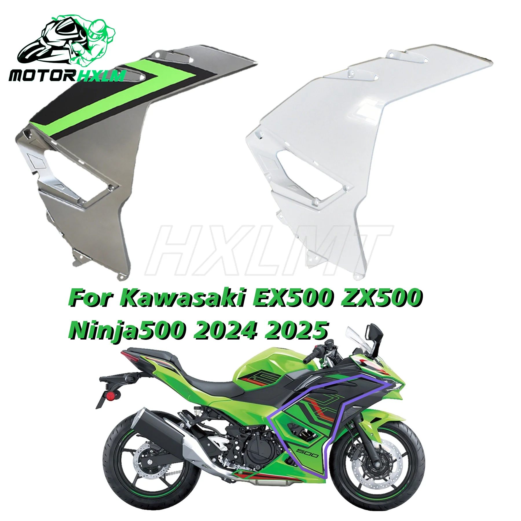 Protector lateral del panel lateral para motocicleta Kawasaki EX500 ZX500 Ninja500 2024 2025, cubierta lateral de carenado, inyección