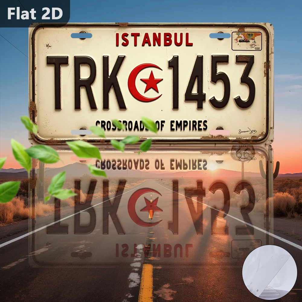 2D Flat - A Vintage metal Sign for Outdoor Display And Wall Decoration, Measuring 30x15 cm, Featuring a Turkish Plate from