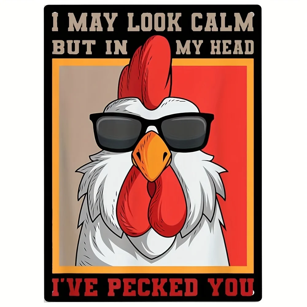 Rooster Humor Metal Sign, 