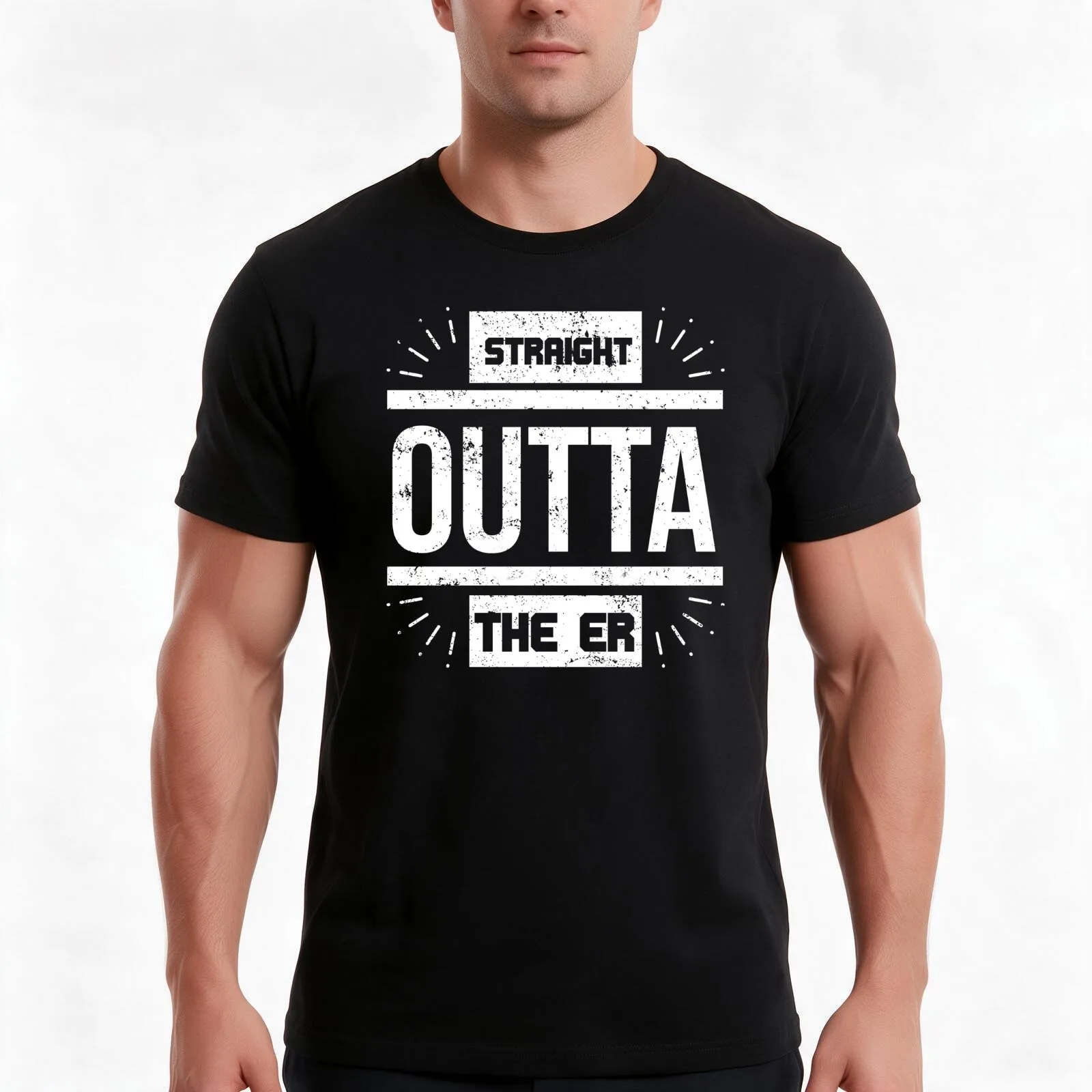 Straight Outta The ER CNA Gifts RN Nurse Gift CNA Tshirt T-Shirt Summer Casual Cotton Tee, Unisex Men Women