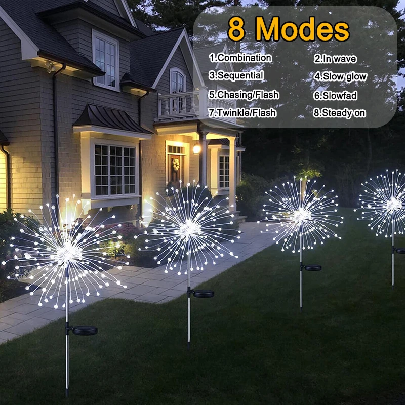 360-LED Solar Power Firework Lights Garden Decoration Fairy Lights Wodoodporna zewnętrzna lampa z dmuchawcem do dekoracji ogrodu Patio