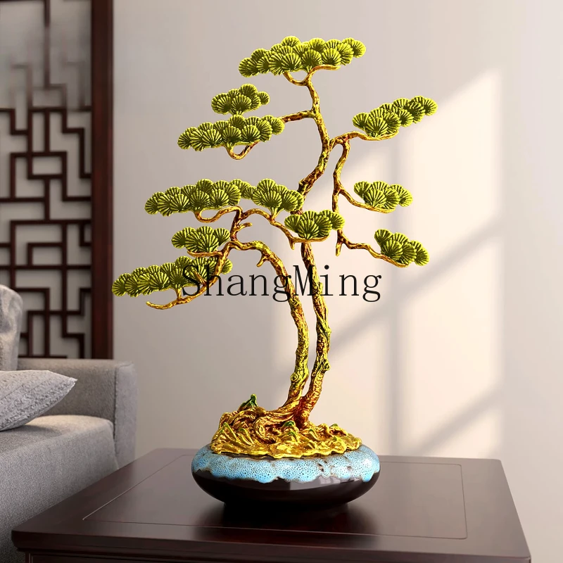 

SM new Chinese welcome pine ornament high-end living room entrance office decoration housewarming new home