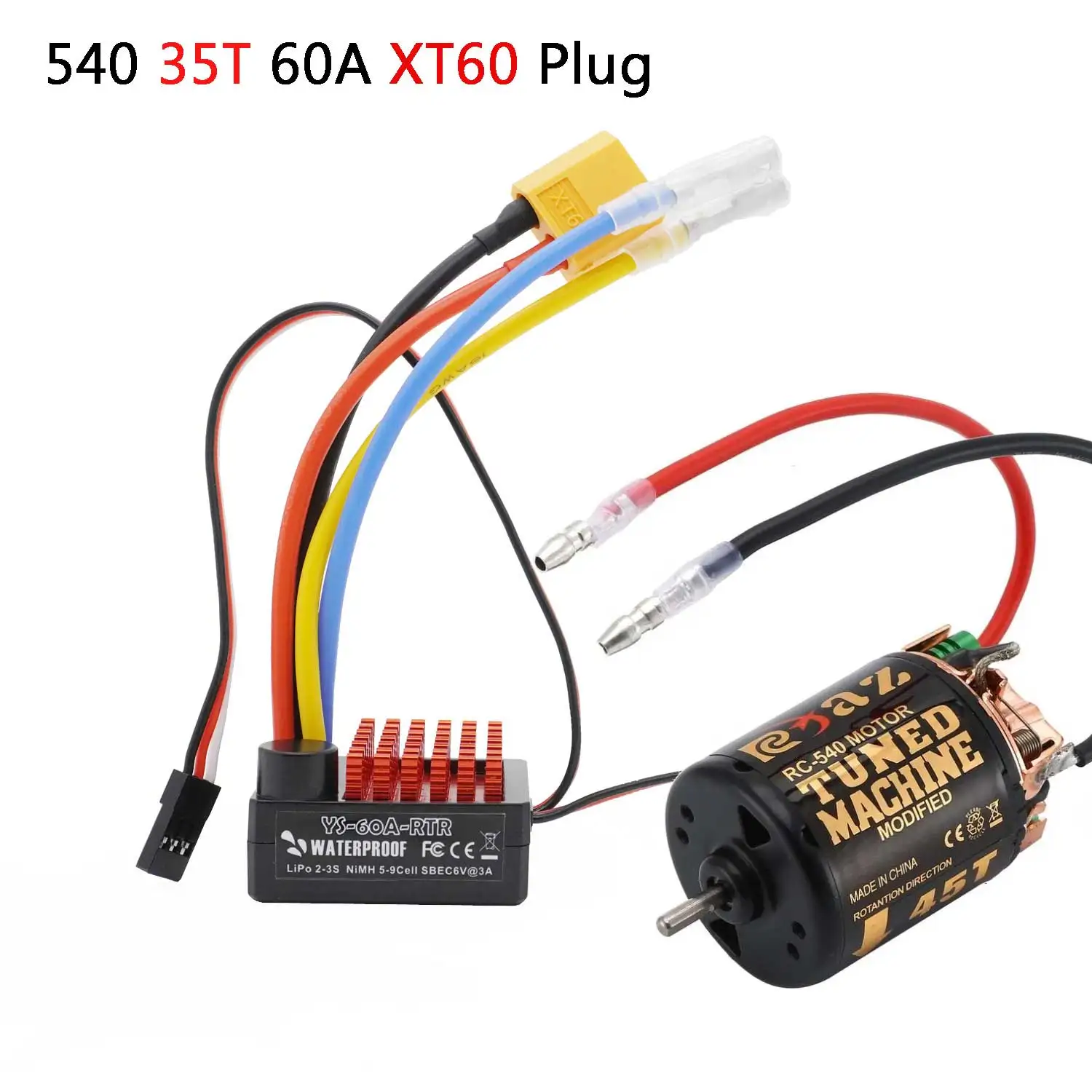 Ysido 540 Combo Geborsteld Motor 55T 45T 35T 60a Esc Voor 1/10 Off-Road Rock Crawler Klimmen Rc Auto Traxxas Trx4 Axiale Scx10