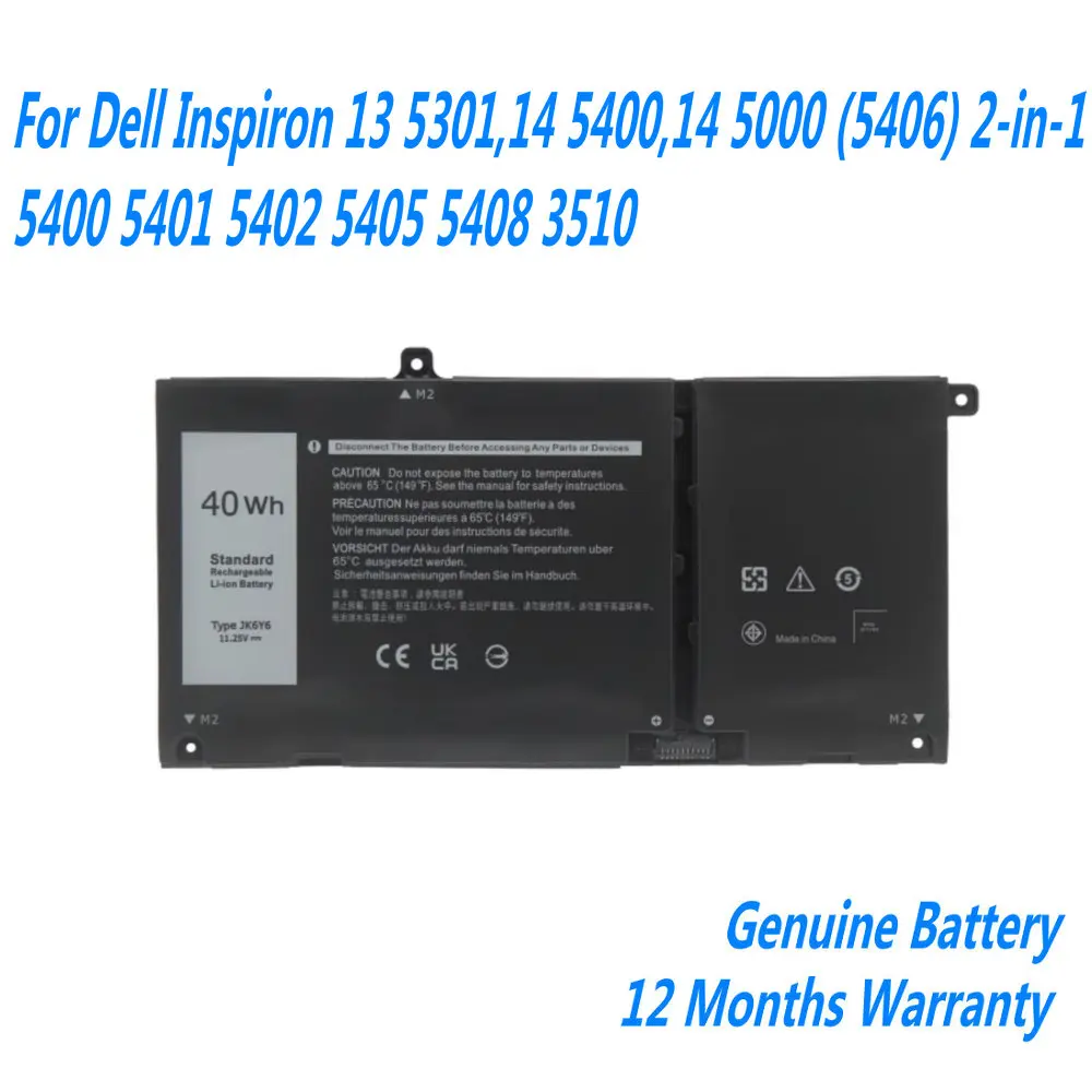 Bateria do Portátil Jk6y6 C5kg6 Cf5rh para Dell Inspiron 13 5302 14 540014 5000 5406 em 5400 5401 5402 5405 5408 3510 Novo