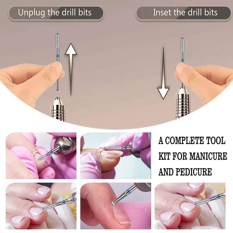 10 szt. Frezów do manicure, elektryczne frezy do paznokci, akcesoria do pedicure, pilnik do paznokci, narzędzie do usuwania żelu i skórek.