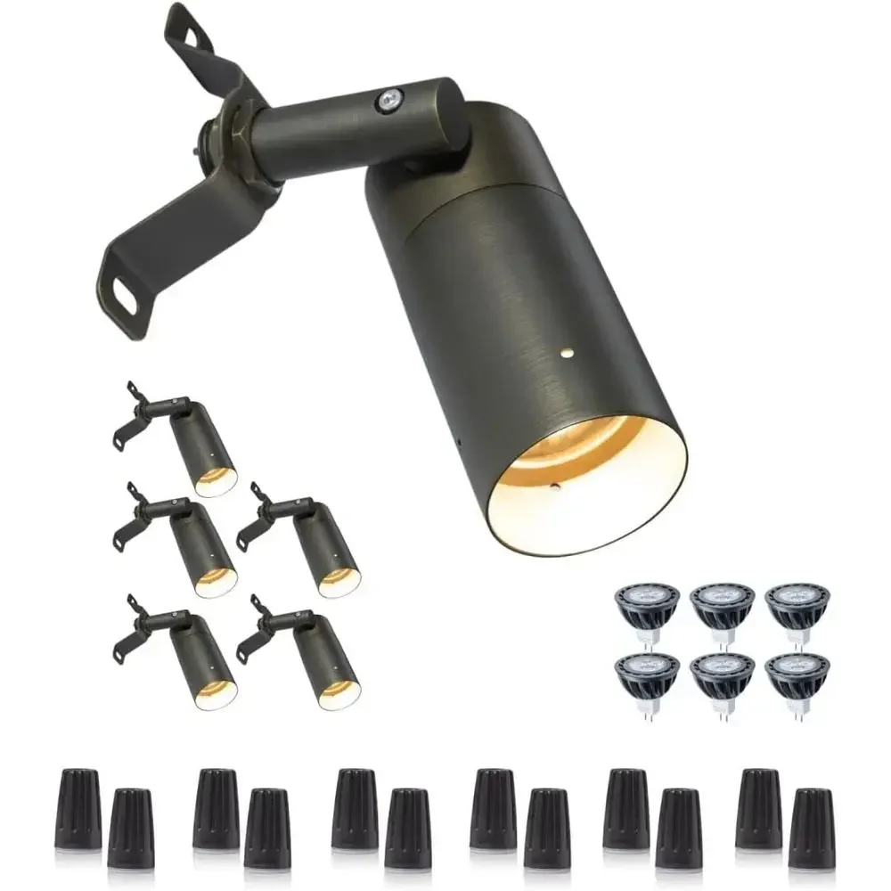 Brass Low age Down Lights, 12V Outdoor LED Landse Spot Downlights or Pillar Tree Gazebo Architectural with 5W MR16 LED Bulb 2700