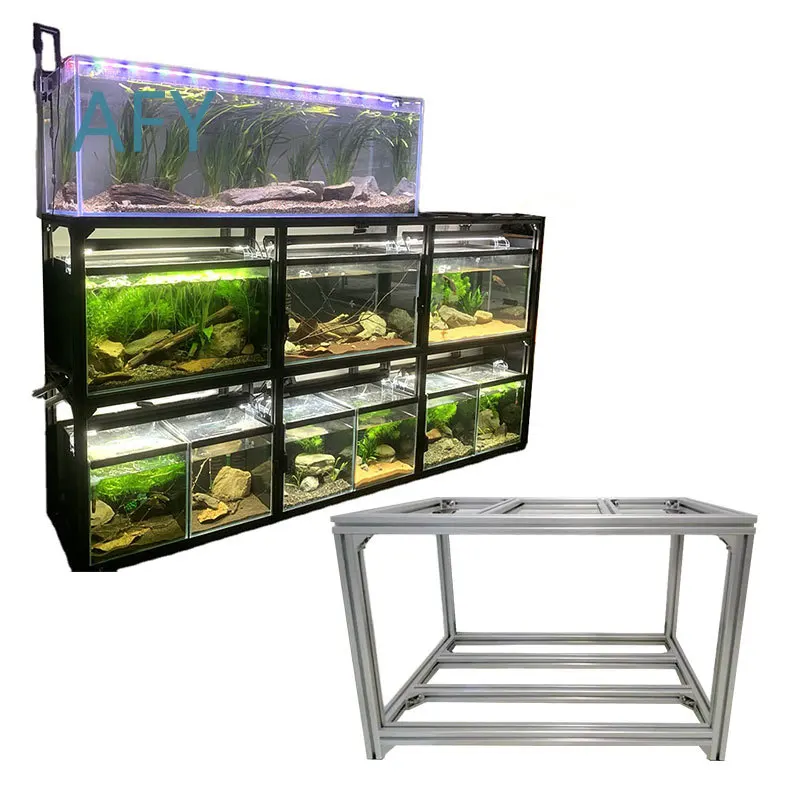 Custom Contour Aquarium System Rack Frame for Industrial Aluminum Pool Stand Fish Display Cabinet Rack for Fish Tank Stand