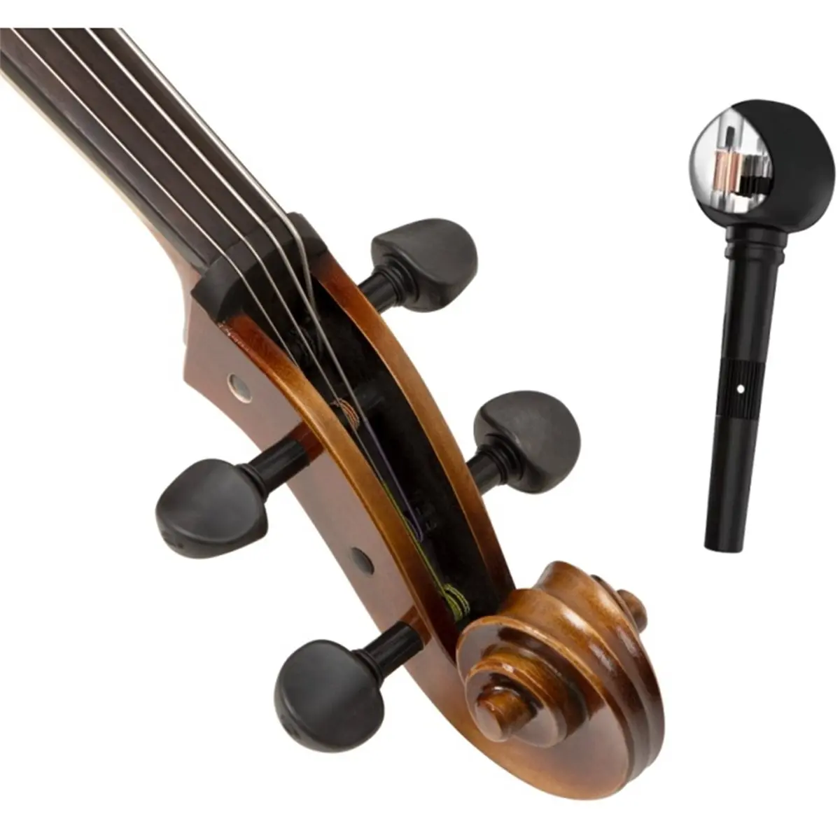 B72ABG 4PCS Mechanical Violin Tuning Pegs Machine Heads, Scrolled Head Finetune Pegs Set, Violin Peg String Tuners Accessories