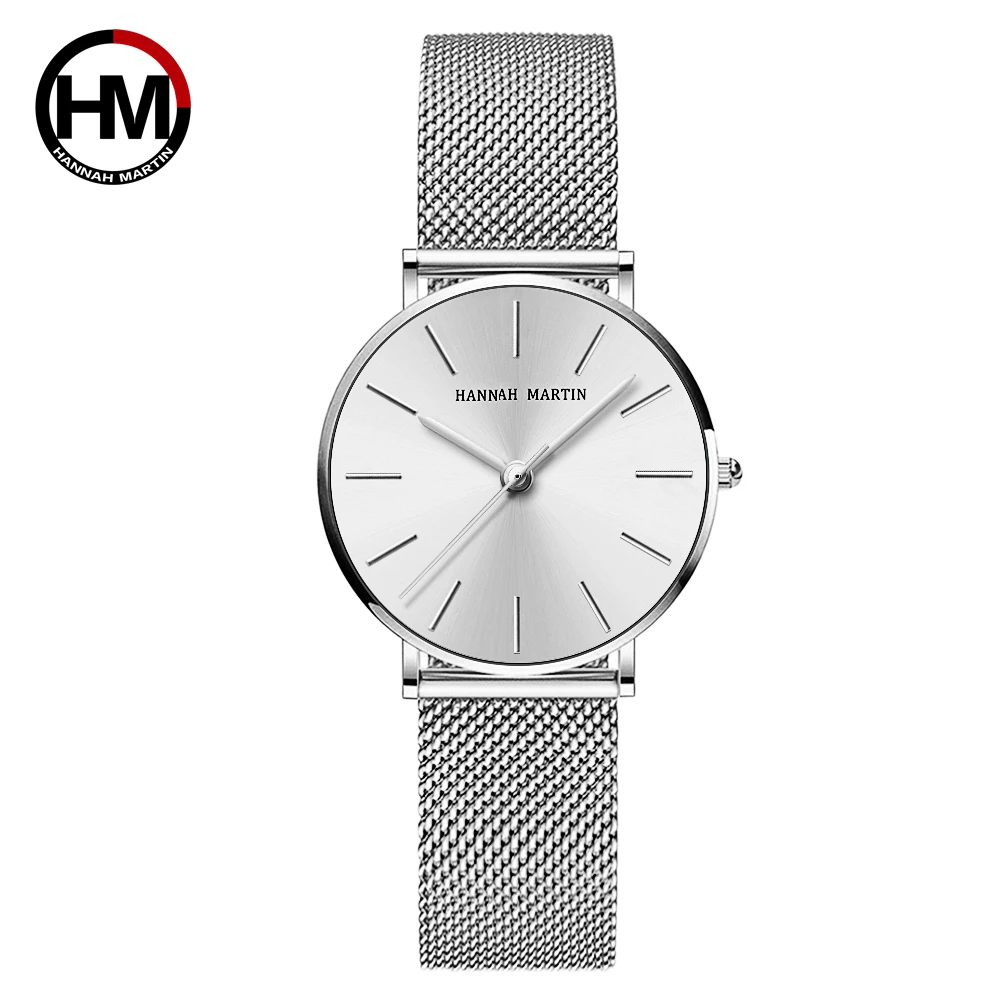 Hannah Martin Luxury Brand Quartz Watch Life Waterproof Women Watch Fashion Women Classic Simple Design Clock Gifts Reloj Mujer