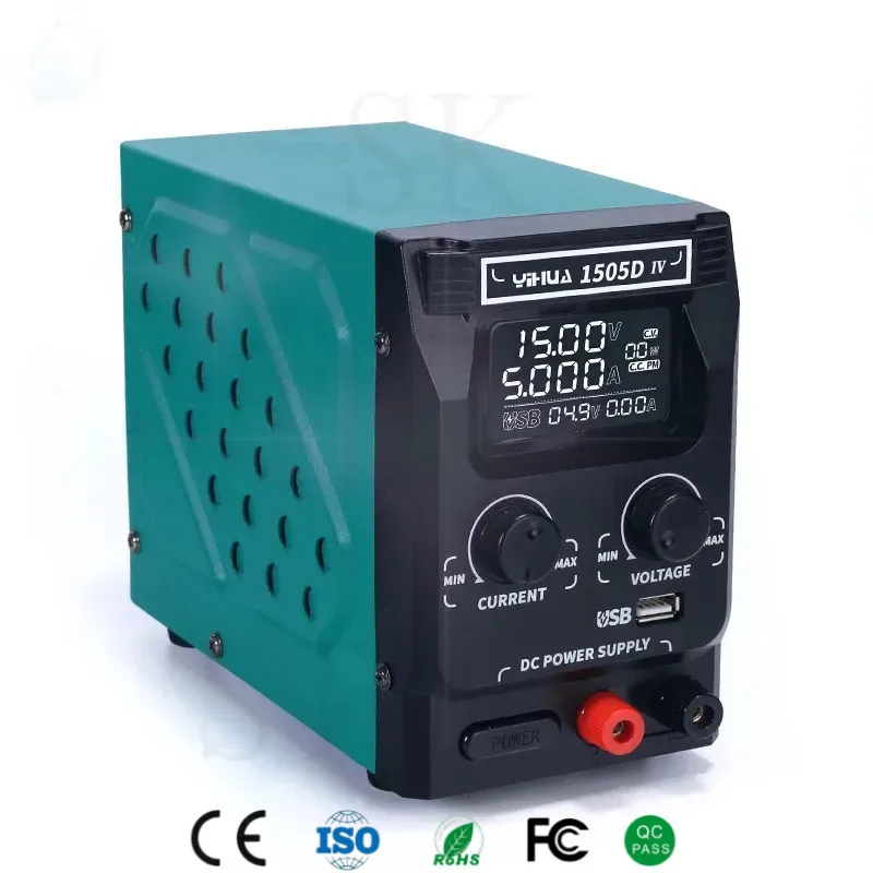 

Yihua 1505D-IV Регулируемый источник питания постоянного тока 15 В 5 А Найти регулировать напряжение тока с QC2.0 QC3.0 Быстрая зарядка USB Lab AC110-220V