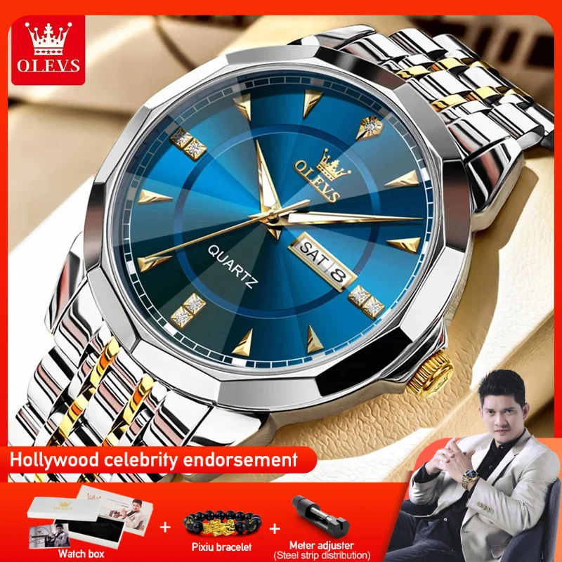 

OLEVS 9977 Mens Watch Original Brand Quartz Watch For Ladies and Gentlemen Waterproof Luminous Day-Date Watch With Box Gifts