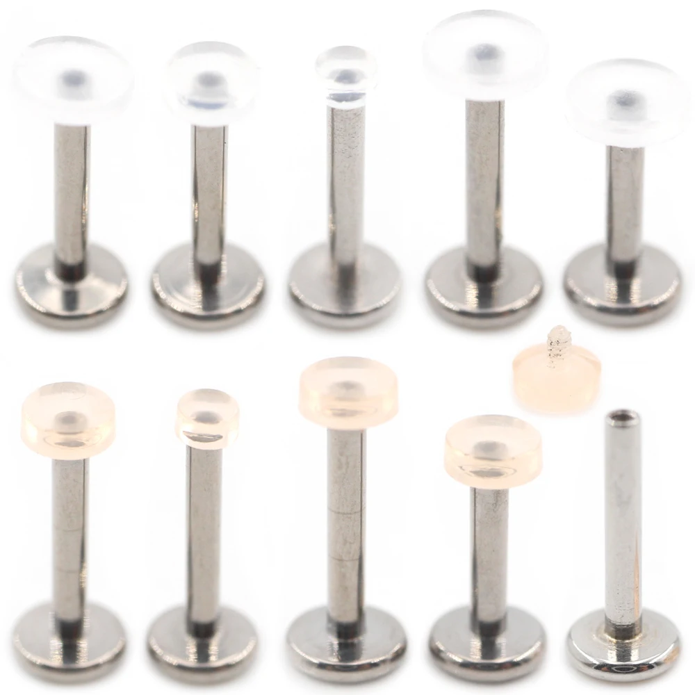 Alisouy 1PC Titanium Stainless Steel Acrylic Threaded Ear Tragus Labret Lip Ring Cartilage Stud Earring Piercing Body Jewelry