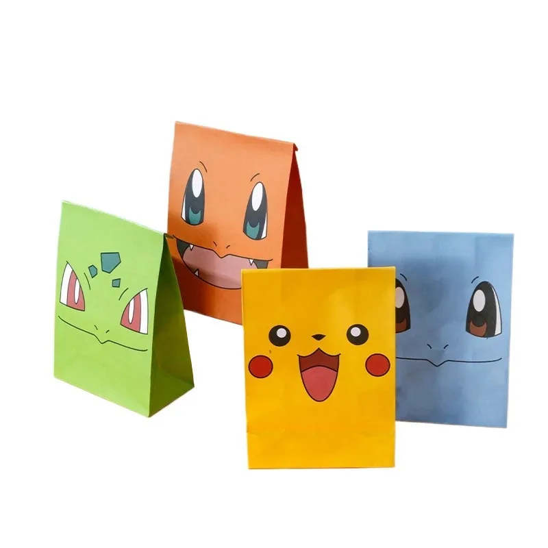 Pokemon Pikachu Cartoon Figures Charmander Birthday Party Decor Supplies Candy Snack Paper Gift Bag