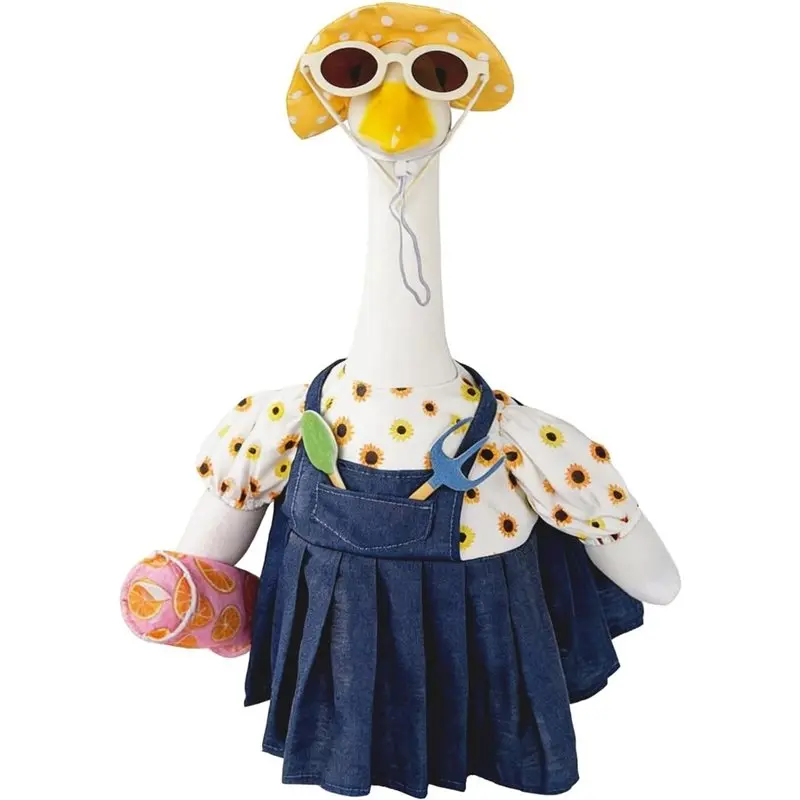 B23B Garden For 23 Inch Porch Goose Clothes With Hat& Sunglasses Summer Garden Outfit For Gardeners