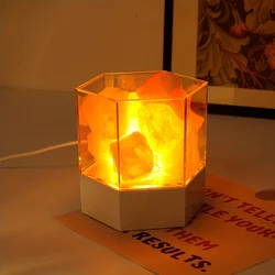 D2 LED Natural Himalayan Crystal Salt Lamp Rock Salt Night Lamp Table Lava Lamp USB Plug Meditation Home Room Bedroom Decoration