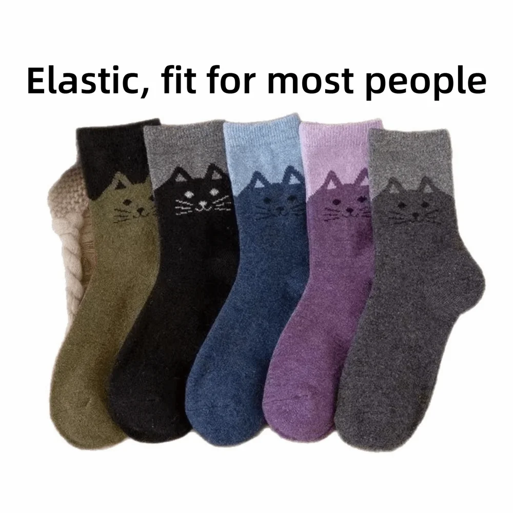5 Pairs Soft Breathable Cotton Crew Socks Elastic Cuff Wear Resistant Mid Calf Socks Skin Friendly Jacquard Animal Print Socks