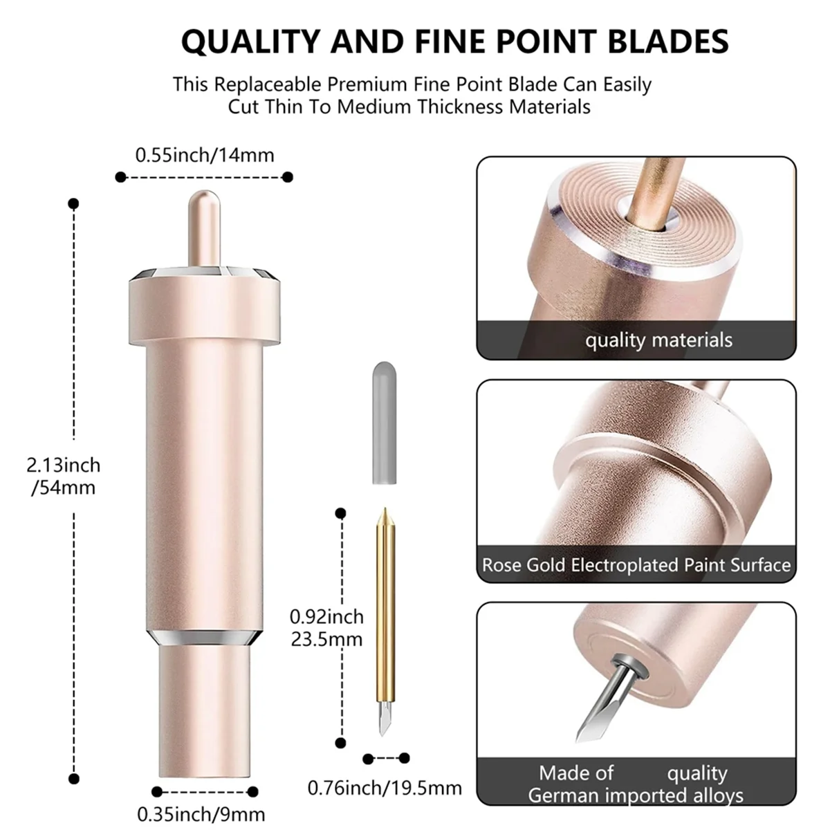 Deep Cut Blade for Cricut Maker 3/Maker/Explore 3/Air 2/Air/One/Venture,60°Deep Point Blade and Housing,Gold