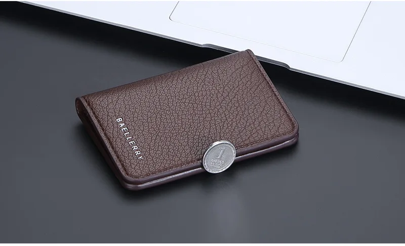 Baellerry Slim Compact Luxury Brand Wallet Men Soft Leather Credit Card Holders Wallet for Men Small ID Card Case Cardholder