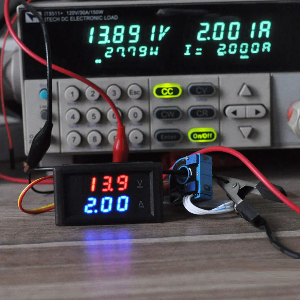 2IN1 Hall Voltmeter Ammeter DC 600V 300V 100V LED Digital Voltage Current Meter 100A 300A 500A Charge Discharge Battery Monitor