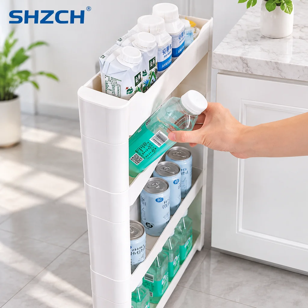 Ultra-Slim Gap Storage Cabinet Space-Saving Organizer for Small Spaces Narrow Refrigerator Side Slim Storage Rack