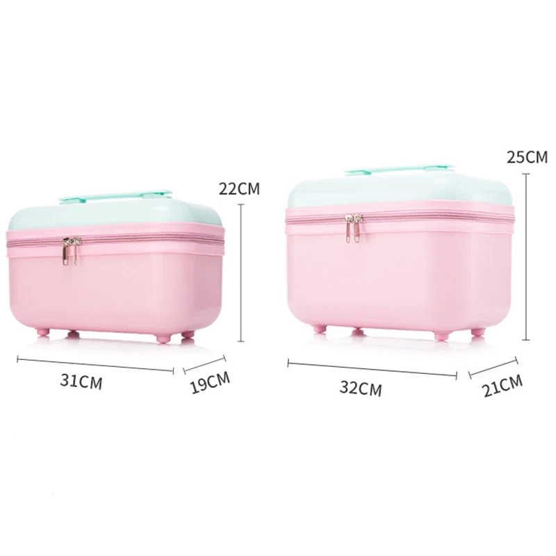 14 Inch Handheld Zipper Luggage ABS Waterproof Travel Suitcases Portable Mini Luggage Storage Boxes Makeup Suitcase Kids Luggage