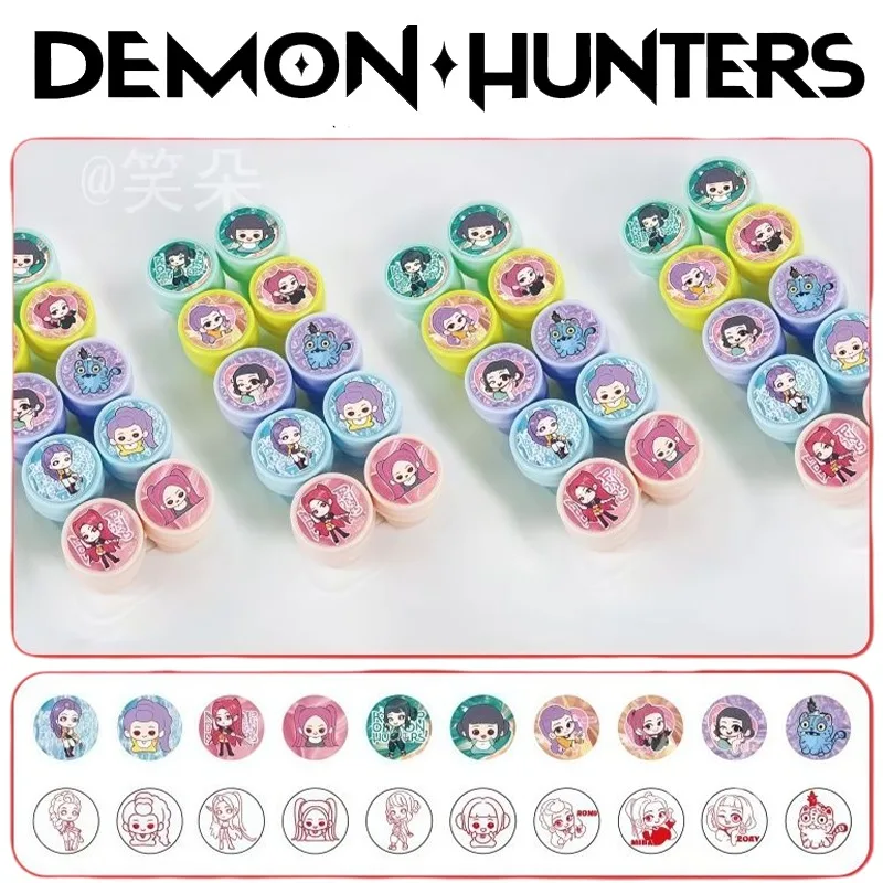 Sello de sello de cazadores de demonios Kpop, decoración de Anime para álbum de recortes, pintura de sello de figura bonita para estudiantes, sello de recompensa de papelería para niños, 10 Uds.