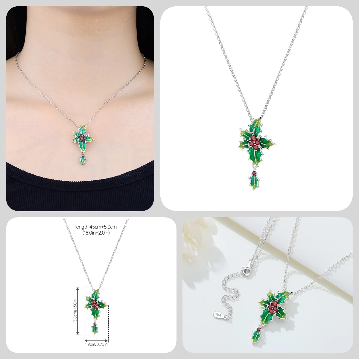 Orstarry S925 Sterling Silber Schmetterling-Blumen-Ohrringe und Halsketten-Set, Exquisites Herz-Hänge-Schmuckset für Damen, Party-Geschenk – Detail 15