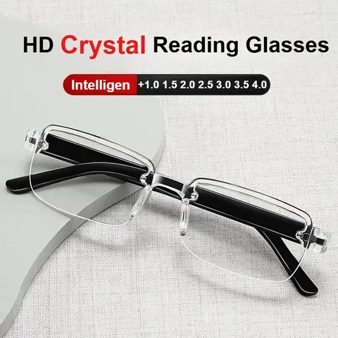 +1.0~5.0 Smart Zoom Reading Glasses Anti Blue Light Presbyopia Glasses For Men Women Adjustable Focus Lightweight Reader Glasses