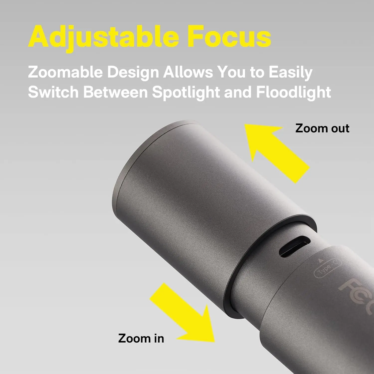 Zoomable LED Flashlight, USB-C Rechargeable, 1000 Lumens with 5 Modes for Camping and Emergencies