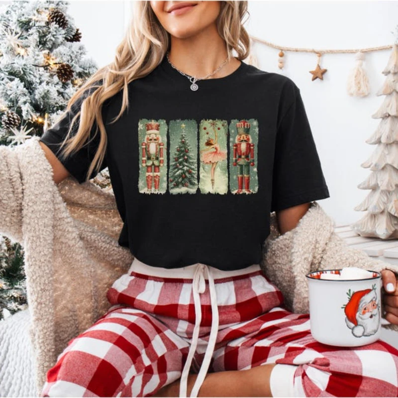 Christmas Nutcracker Ballet Shirts Vintage Nutcracker Sweater Ballerina Gift Dance Ballet Mom Shirt Crewneck Tee Cotton Clothing