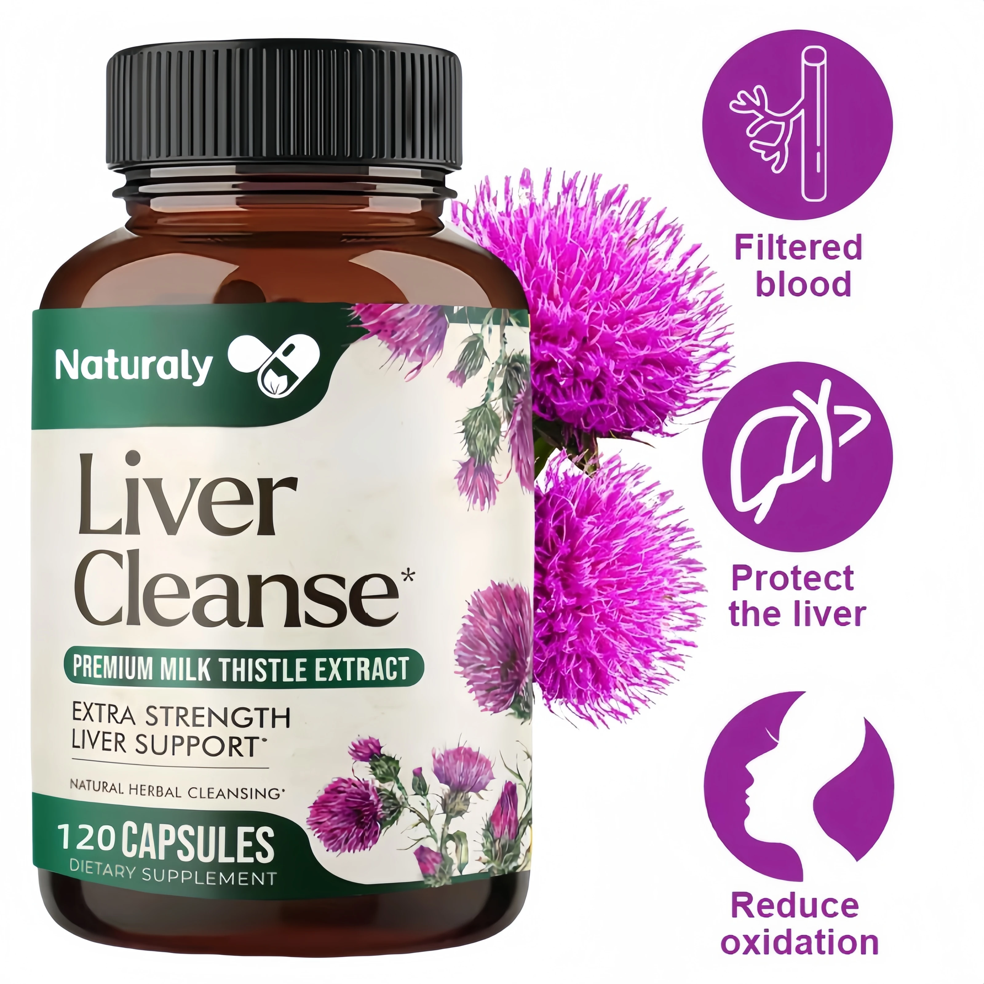 Liver Cleanse and Repair - Milk Thistle Supplement, Liver Health, Diuretic, Swelling Reduction, Lipid Lowering Support