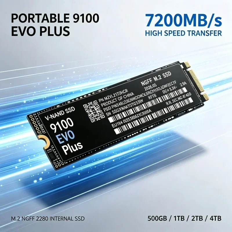 9100 EVO plus M.2 2280 NGFF PCIe 4.0 SSD Upto 7200MB/s Internal Solid State Drive 4TB For Laptop Desktop Gaming PC Storage