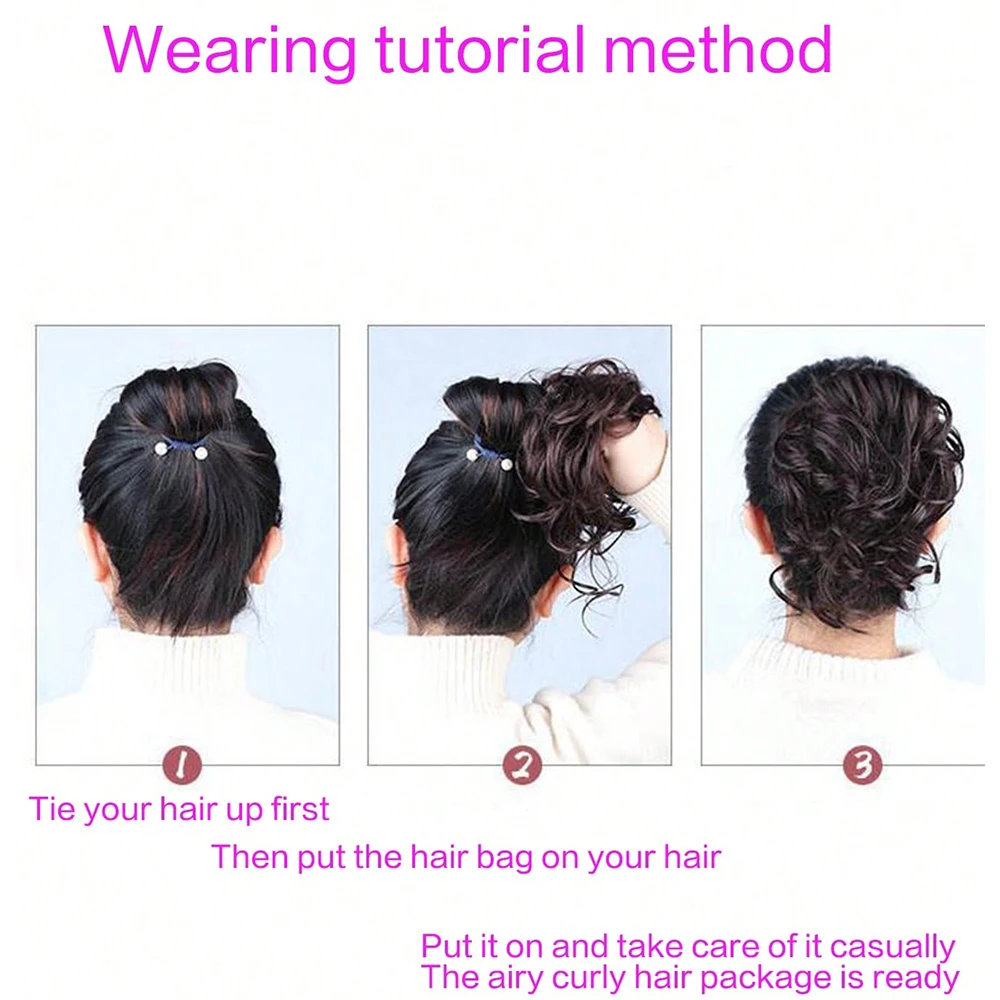 Synthetic Messy Hair Bun Curly Donut Chignon With Elastic Band Scrunchy Chignon Hair Extensions Hairpiece Fake Hair For Women