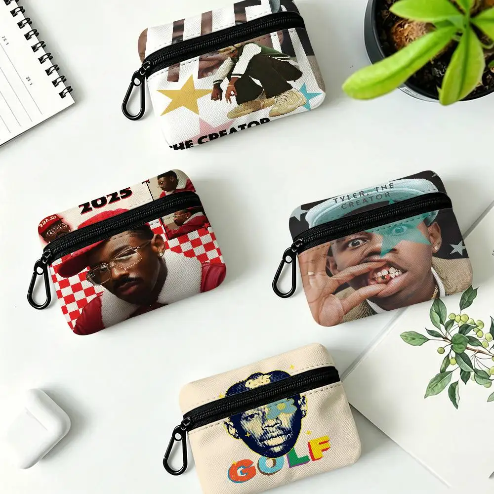 Hip-Hop Artist T-TylerS T-The C-CreatorS Oxford Fabric Mini Coin Wallet Smooth Zipper Hanging Design Multi-use Small Storage Bag