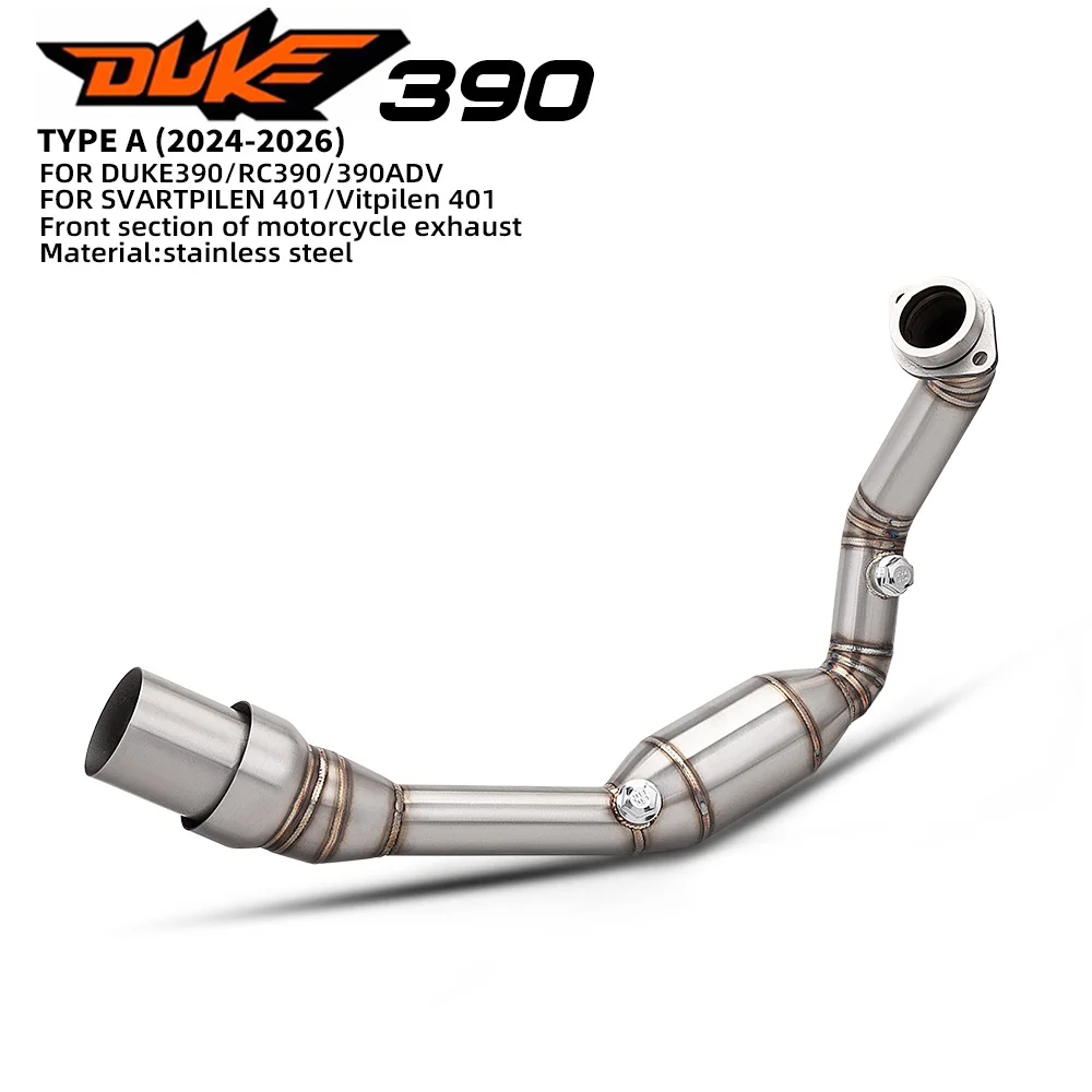 High performance Motorcycle Exhaust System Stainless Steel Front Pipe slip-on For DUKE 390 RC390 390ADV 2024 - 2026 high quality