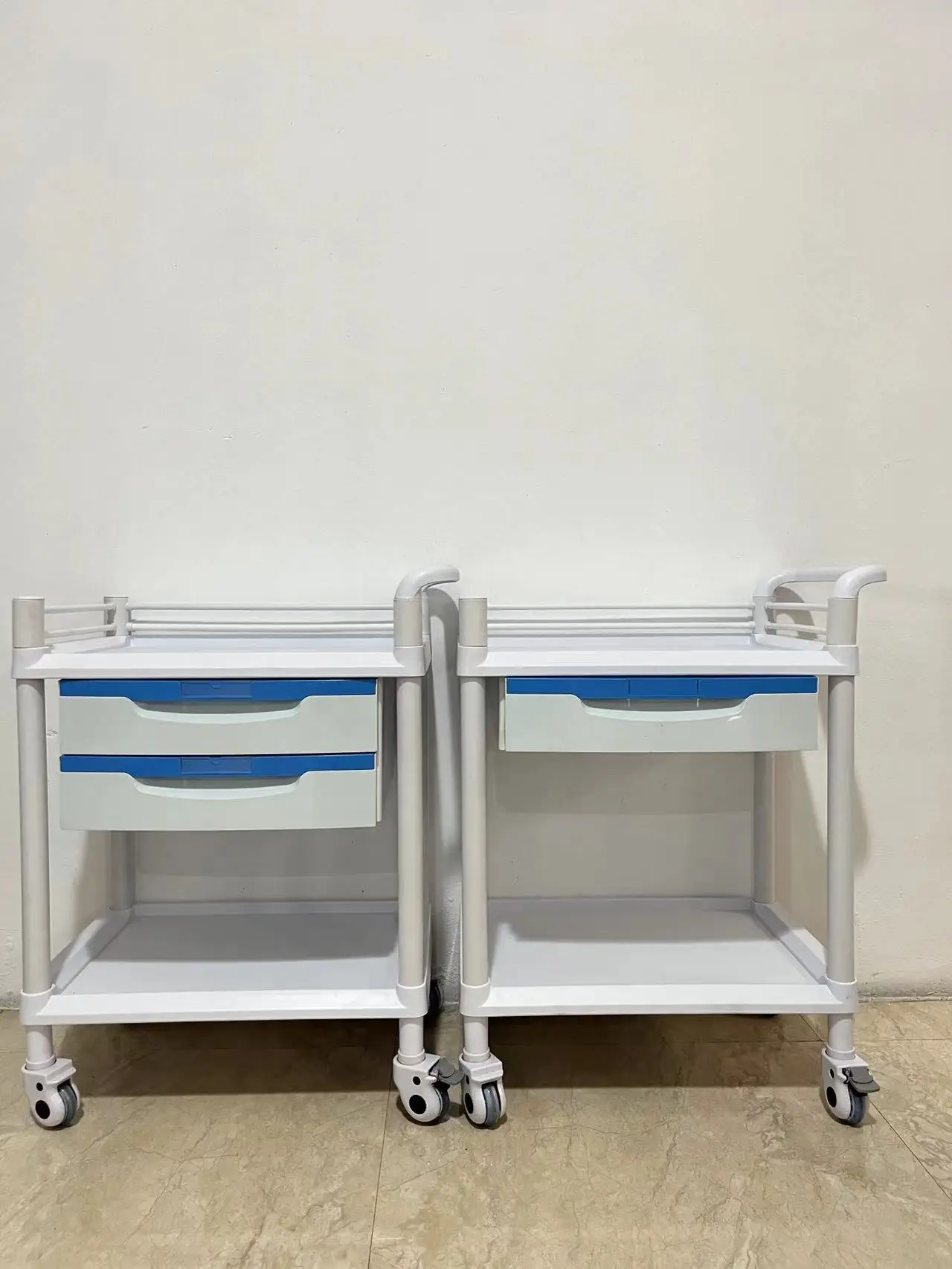 Hospital furniture ABS Blue Moving Medicine Cart Medical Trolley