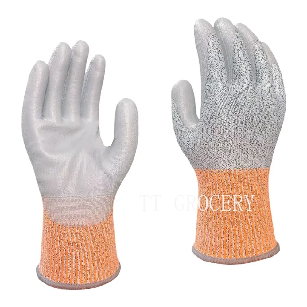 

Level 3 Cut & Wear Resistant Gloves PU-Coated Reinforced Thumb Crotch Oil Slip Resistant for Work Safety Gardening Climbing