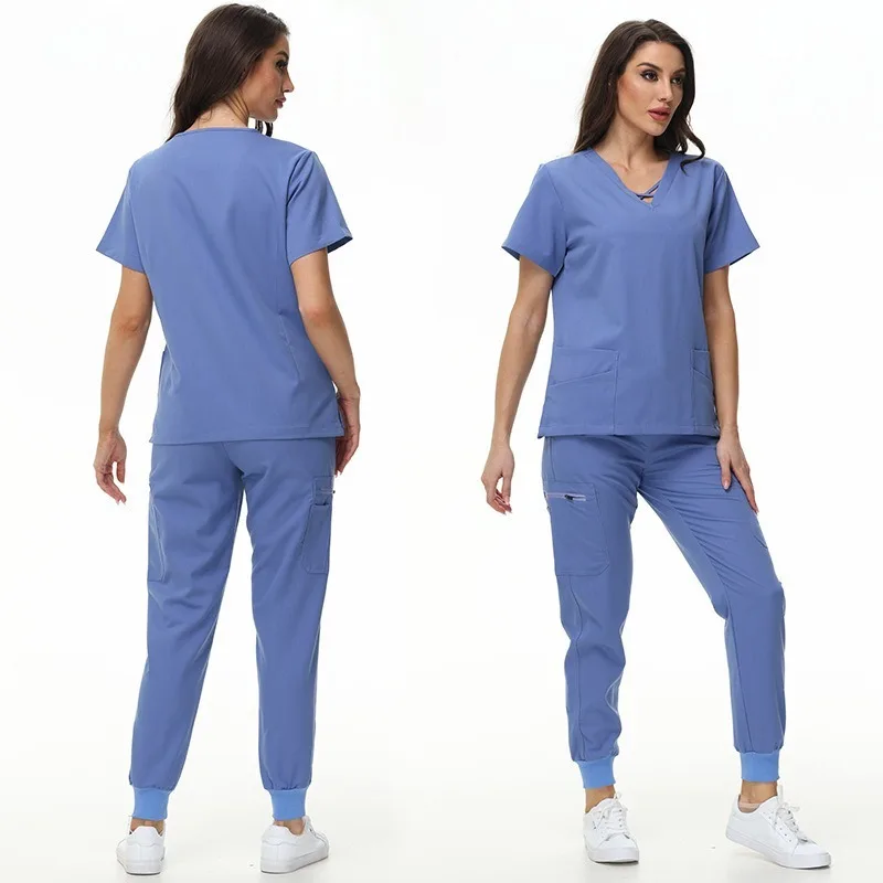 Top Quality Hospital Uniform Nurse Dustproof Suits High-end Fabric Clinical Clothing 4-side Stretch Medical Scrub Set LWM012-01