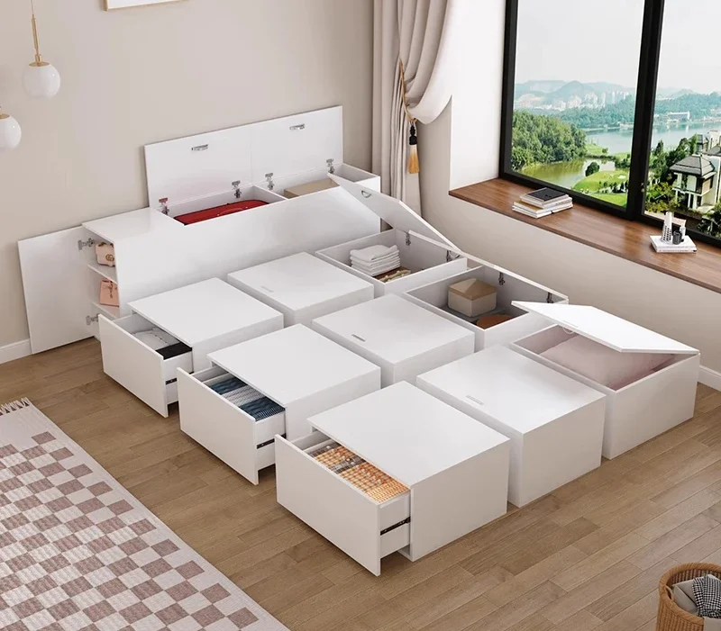 

Lushuihe granular board guest bedroom small apartment tatami bed Rubik's cube combination storage box floor single